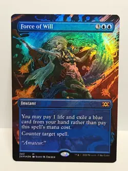 MTG Magic Gathering Force of Will FOIL Double Masters Borderless Extended Art NM - Image 1