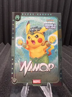 Namor (Pikachu) #E7 - Green Holo - Heros & Villains Flash Edition Pokemon - Image 1