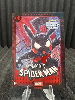 Symbiote Spiderman (Pikachu) #E8 Red Holo Heros & Villains Flash Edition Pokemon - Image 1