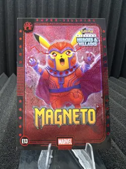 Magneto (Pikachu) #E13 - Red Holo - Heros & Villains Flash Edition Pokemon - Image 1