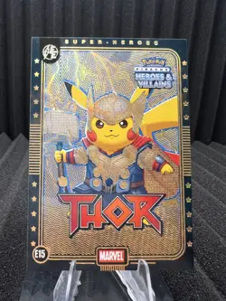 Thor (Pikachu) #E15 - Gold Holo - Heros & Villains Flash Edition Pokemon - Image 1