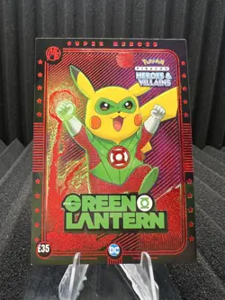 Green Lantern (Pikachu) #E35 Red Holo - Heros & Villains Flash Edition Pokemon - Image 1