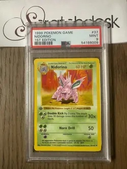 PSA 9 - Pokemon NIDORINO 37/102 - 1ST EDITION SHADOWLESS BASE SET - First MINT - Image 1