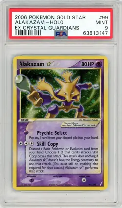 Pokemon Alakazam Gold Star #99 EX Crystal Guardians PSA 9 Mint - Image 1