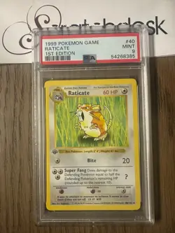 PSA 9 - Pokemon RATICATE 40/102 - 1ST EDITION SHADOWLESS BASE SET - First Mint - Image 1
