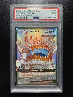 2019 POKEMON SUN & MOON HIDDEN FATES #SV71 FULL ART/GUZZLORD GX PSA 9 - Image 1