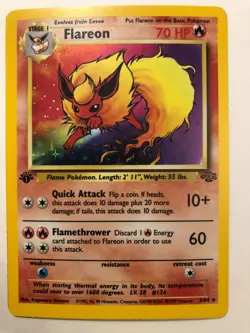 Pokemon TCG 1999 - Flareon Jungle 3/64 Holo First Edition - Image 1