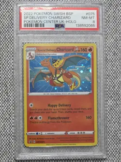 2022 POKEMON SWSH BLACK STAR PROMO #075 SPECIAL DELIVERY CHARIZARD-HOLO PSA 8 - Image 1