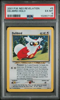POKEMON 2001 NEO REVELATION DELIBIRD HOLO 5/64 PSA 6 EXCELLENT/MT - Image 1