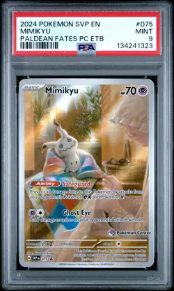 2024 POKEMON PALDEAN FATES POKEMON CENTER ETB PROMO SVP #075 MIMIKYU PSA 9 - Image 1