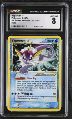 CGC 8 Vaporeon Gold Star 2007 EX Power Keepers 102/108 Holo Pokemon Card - Image 1