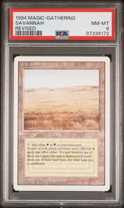 MTG Magic The Gathering Dual Lands Revised Savannah PSA NM-MT 8 - Image 1
