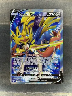 Zacian V 195/202 Sword & Shield Base Full Art Ultra Rare Pokemon TCG Card NM - Image 1