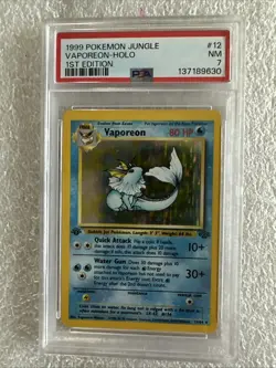 Pokemon Vaporeon Holo 12/64 1st Edition Jungle 1999 PSA 7 - Image 1