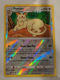 Persian 126/181 - SM-Team Up Pokemon Reverse Holo Foil Nice! - Image 1