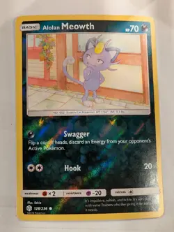 Alolan Meowth 128/236 - Cosmic Eclipse Reverse Pokemon Holo Foil Nice! - Image 1