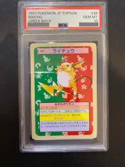 PSA 10 Raichu Topsun #26 Green Back Pokemon Card Japanese 1997 GEM MT from Japan - Image 1