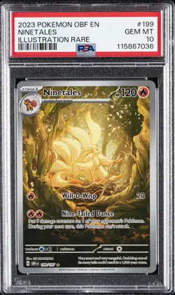 2023 POKEMON OBF EN-OBSIDIAN FLAMES ILLUSTRATION RARE #199 NINETALES PSA 10 - Image 1
