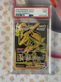 2022 POKEMON SWORD & SHIELD SILVER TEMPEST #TG29 FULL ART/RAYQUAZA VMAX PSA 9 - Image 1