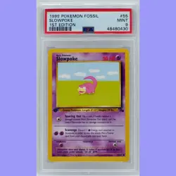 Pokemon 1st Edition Slowpoke 55/62 Fossil PSA 9 MINT - Image 1