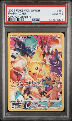 2023 POKEMON SWORD & SHIELD CROWN ZENITH #160 FULL ART/PIKACHU PSA 10 - Image 1
