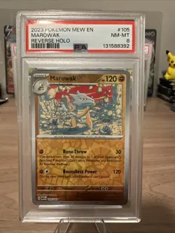 Pokemon Marowak 105/165 Reverse Holo Rare Mew-151 PSA 8 - Image 1