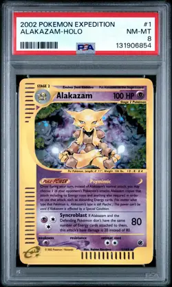 2002 POKEMON EXPEDITION #1 ALAKAZAM-HOLO PSA 8 - Image 1