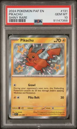 2024 POKEMON PAF EN-PALDEAN FATES SHINY RARE #131 PIKACHU PSA 10 - Image 1