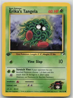 Pokemon Card 1st Edition Erika's Tangela Common Gym Heroes 079/132 LP/NM - Image 1
