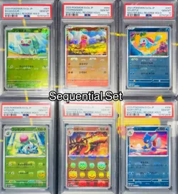 PSA 10 Charmander Squirtle Bulbasaur SEQ set Master ball Pokemon Card Japanese - Image 1