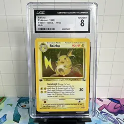 CGC 8 Raichu 1999 Fossil 1st Edition 14/62 Holo Pokemon Card - Image 1