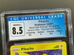 Pikachu SWSH039 General Mills Black Star Promo Pokemon CGC Graded 8.5 Card - Image 3
