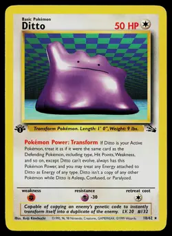 Pokemon Card - Ditto Fossil 18/62 Rare 1st Edition - Image 1
