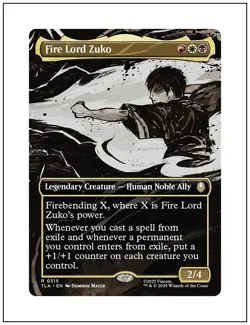 1x Fire Lord Zuko, Borderless Art, Magic the Gathering MTG NM - Image 1
