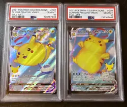 Pokemon Celebrations Flying & Surfing Pikachu VMAX 007 009 PSA 10 Sequential - Image 1