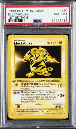 1999 POKEMON GAME 1ST ED #20 ELECTABUZZ PSA 8 - Image 1