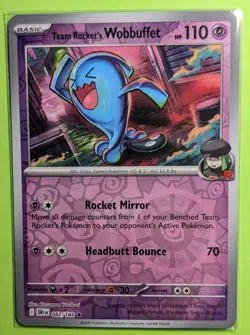 ⭐Team Rocket's Wobbuffet Reverse Holo 082/182 NM Destined Rivals Pokemon TCG - Image 1