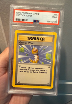 1999 Pokemon Gust of Wind 093/102 Trainer Card Base Set Unlimited MINT PSA 9 - Image 1