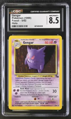 CGC 8.5 Gengar 1999 Fossil 5/62 Holo Pokemon Card - Image 1