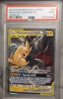 Pikachu & Zekrom Tag Team GX 33/181 PSA 9 card Pokemon Team Up - Image 1