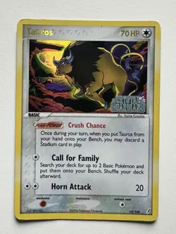 Tauros Reverse Foil Pokemon EX Crystal Guardians #12 2006 - Card # Dp 009 - Image 1