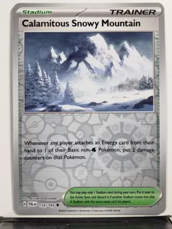 REVERSE HOLO Calamitous Snowy Mountain 174/193 NM/M Paldea Evolved Pokemon Card - Image 1