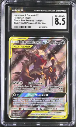CGC 8.5 Umbreon & Darkrai GX 2020 Black Star Promos SM241 Pokemon Card - Image 1
