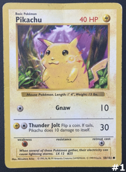 Shadowless Pokemon Pikachu 58/102 Base Set Yellow Cheeks HP TCG Card - Image 1