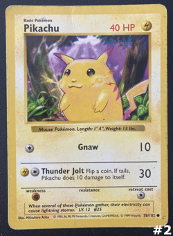 Shadowless Pokemon Pikachu 58/102 Base Set Yellow Cheeks HP TCG Card - Image 3