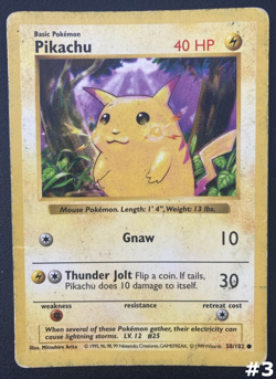 Shadowless Pokemon Pikachu 58/102 Base Set Yellow Cheeks HP TCG Card - Image 5