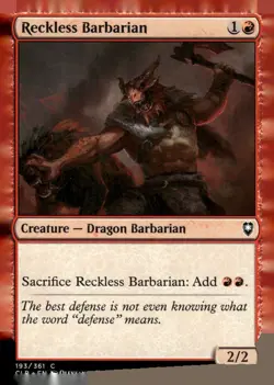 Reckless Barbarian (193) Battle for Baldur's Gate CLB MTG Magic - Image 1