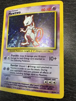 Pokemon Mewtwo 10/102 - Holo RARE - Vintage - BASE SET - MP - Image 3