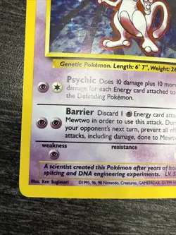 Pokemon Mewtwo 10/102 - Holo RARE - Vintage - BASE SET - MP - Image 5