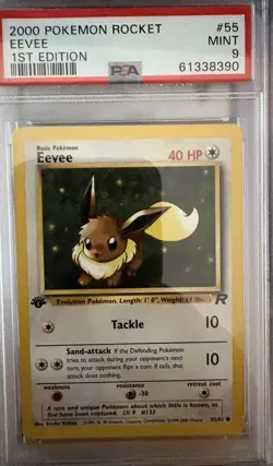 Pokemon TCG Eevee 55/82 Team Rocket 1st Edition PSA 9 Regular English Wizards - Image 1